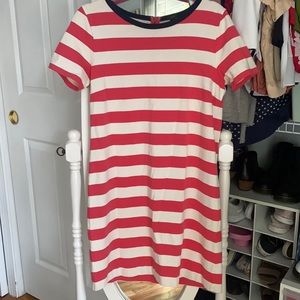 Pink and white striped j crew dress